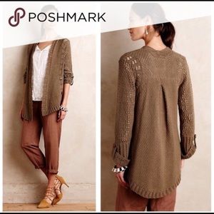 Anthro • Olive Knit Cardigan • S